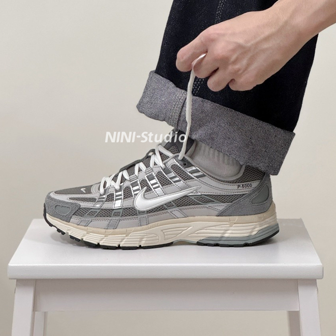 【NINI】Nike P-6000 灰銀 老爹鞋 復古 灰藍 礦石灰 奶油底 男女同款 跑步鞋 FN7509-029