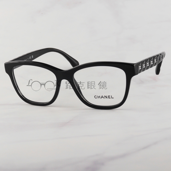 【LOOK路克眼鏡】Chanel 香奈兒 光學眼鏡 黑框 雙C 菱格紋鏡腳 CH3443 760