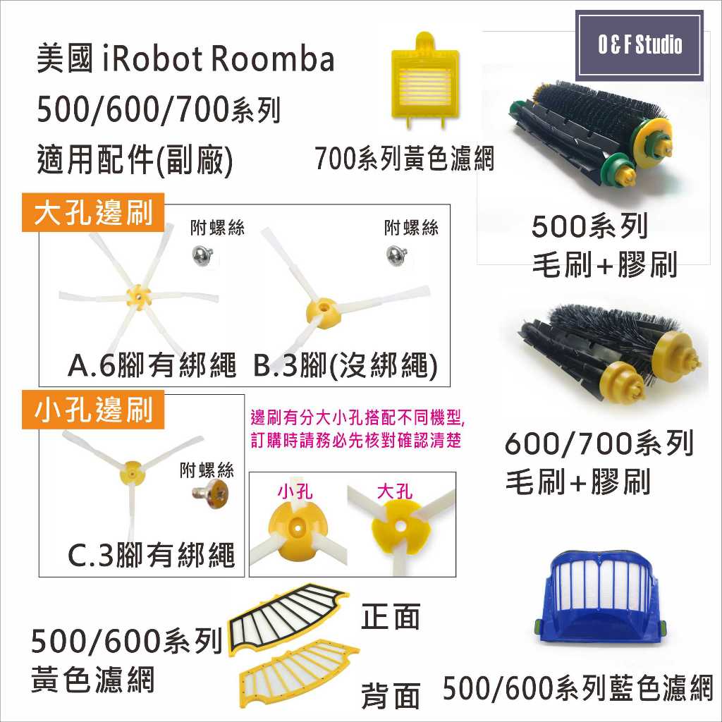 iRobot Roomba 掃地機器人500/600/700系列專用濾網/邊刷 副廠配件 台灣現貨居家達人IR05-9A
