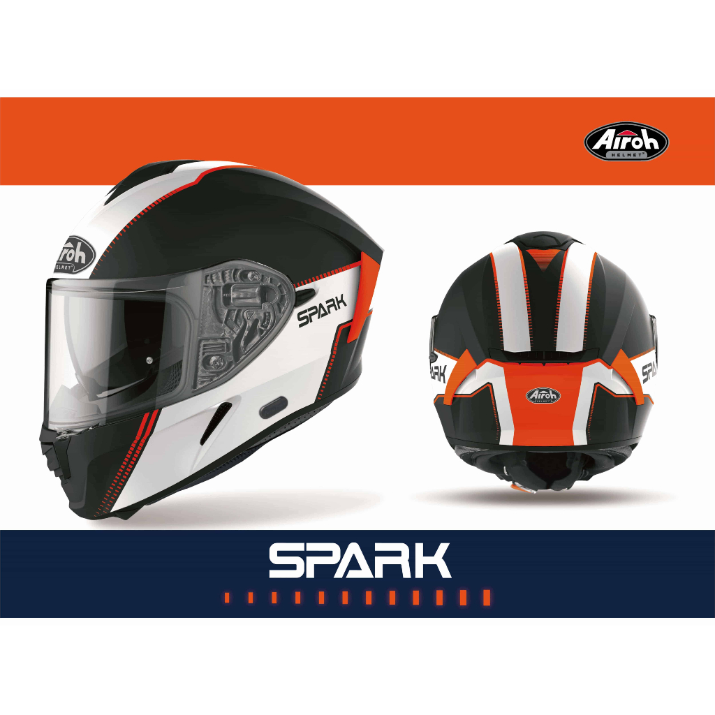 ［Soga賣場］附發票 快速出貨 AIROH SPARK #2 消光黑/橘 內墨鏡 全罩安全帽