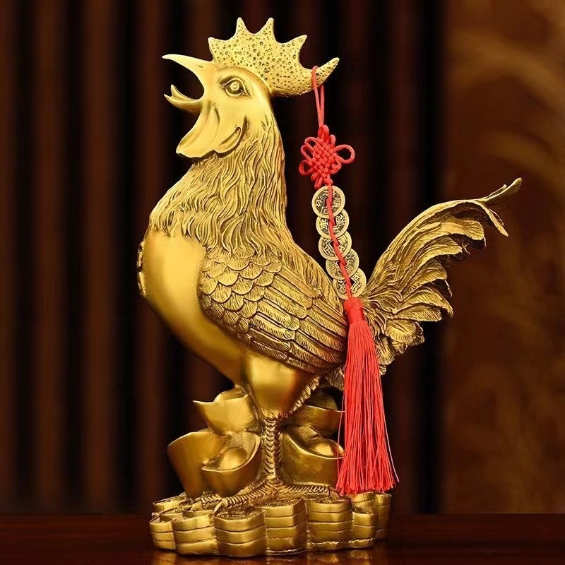 【台灣出貨】銅公雞擺件純銅福雞工藝品家居裝飾品桌面金雞擺設生肖新款高檔