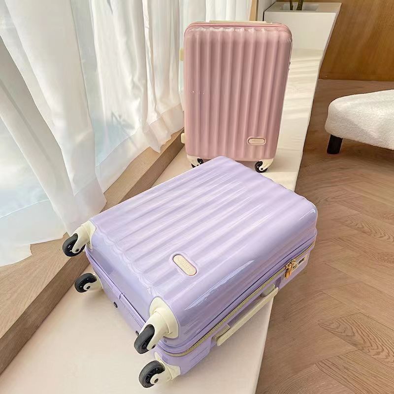 小清新行李箱 萬向輪 靜音 男女行李箱 登機箱 拉桿箱 超大容量 密碼旅行箱 拉鏈行李箱 香芋紫色 20-28寸