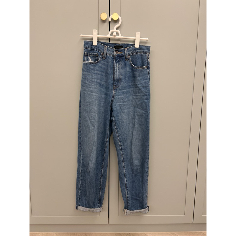 二手/八成新/Uniqlo/ 高腰錐形褲 /高腰牛仔褲 /24吋