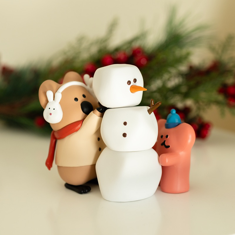 DINOTAENG 矮袋鼠 公仔 聖誕冬季限定款 堆雪人/壁爐 韓國代購