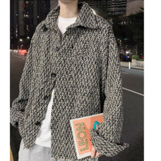 秋冬復古毛呢外套男士韓版潮流情侶毛邊ins衣服港風原宿風夾克潮