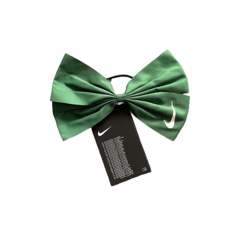 全新 正品 NIKE 綠色 蝴蝶結 頭飾 緞帶 髮束 髮圈 髮帶