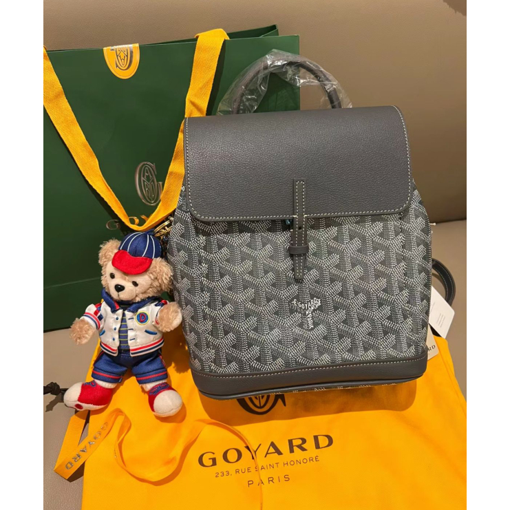 二手正品 Goyard 戈雅 Aplin Mini 雙肩包 多種背法焦糖色/灰色 拼皮 迷你後肩包 女生包包