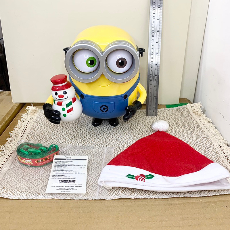 【玩具櫃】日本朋友寄來 環球影城 2017 聖誕節 特殊版 Bob 小小兵 爆米花桶