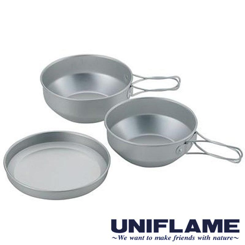 【年中下殺】日本製 UNIFLAME 鋁合金鍋具三件組附袋-小 U667910 鋁碗 泡麵鍋 湯鍋 餐具組