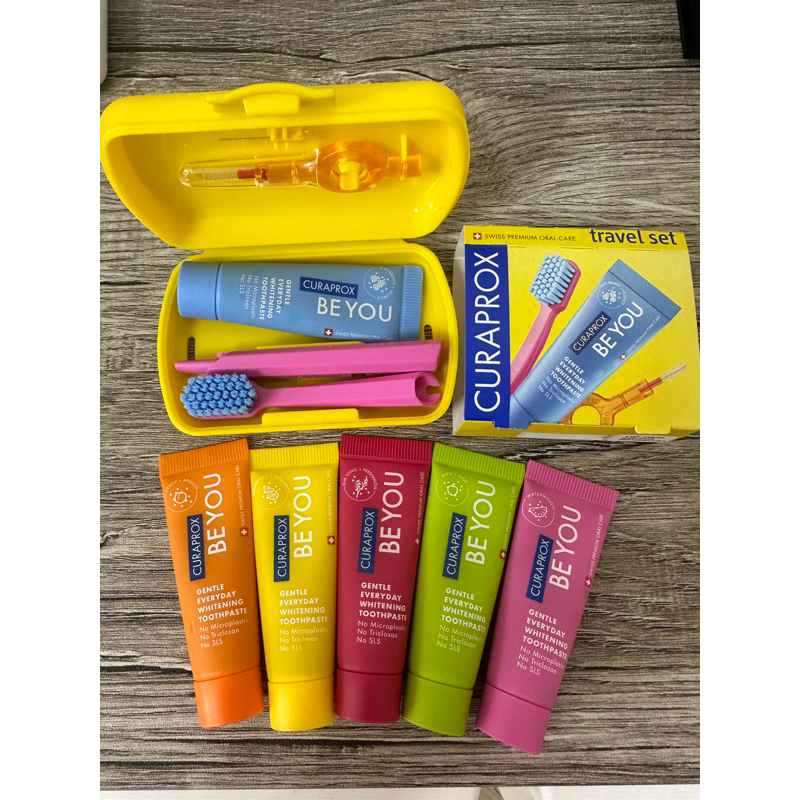 （超值優惠）  黃色CURAPROX旅行組加5色10ml小牙膏  （平行輸入原裝進口瑞士製造）$600
