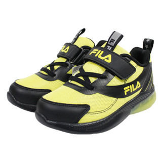 (EZ) 2024 新款 FILA KIDS 中小童 電燈運動鞋 燈鞋 -黑黃 2-J428Y-099