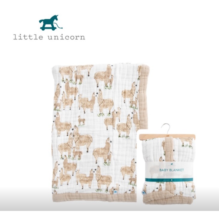 Little Unicorn • 純棉四層紗布毯(羊駝出沒)