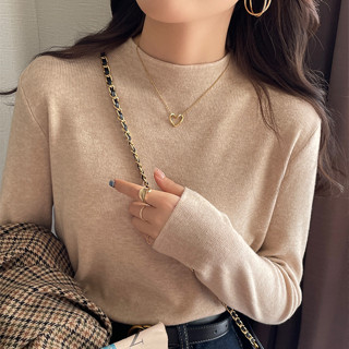 胖胖美依 長袖上衣 打底衫 內搭衣 高領上衣 秋冬季全新半高領羊絨毛衣內搭中領長袖洋氣上衣TBF15.8303