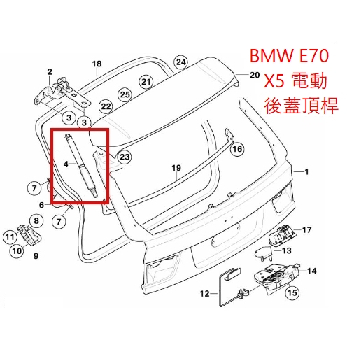 寶馬 BMW  E70 X5 電動後蓋頂桿 尾門 撐桿 後廂蓋 後箱蓋 51247332696 51247332695