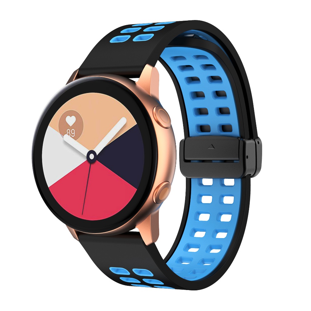 雙色 雙排孔 折疊磁吸錶帶 20mm 22mm 矽膠錶帶 快拆錶帶 適用 三星 watch 6 華為 佳明錶帶 小米錶帶