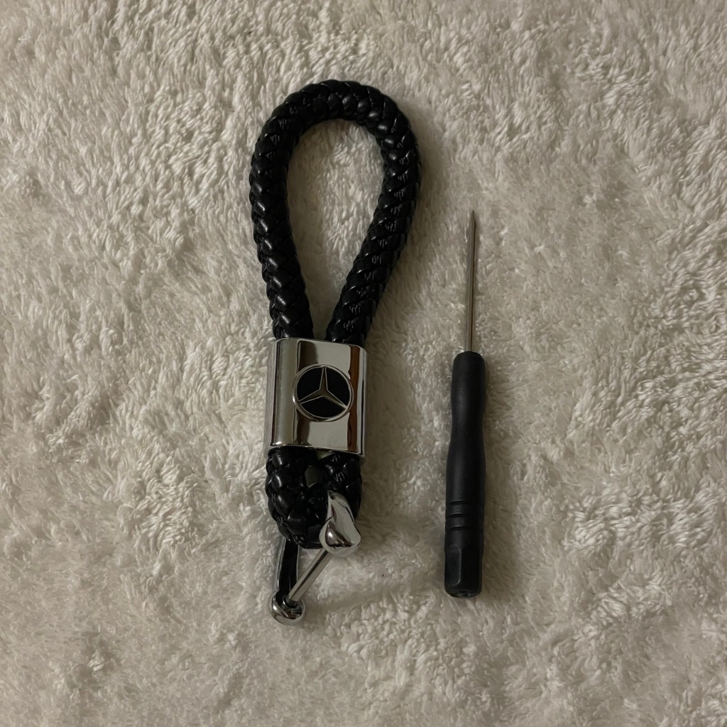 賓士鑰匙圈手工編織-黑色/鑰匙扣/皮編織/鑰匙