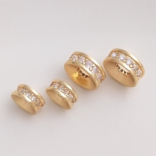 宏雲Hongyun-Ala-保色14K鍍金鋯石凹面車輪珠隔片手鏈項鏈隔珠配件diy飾品配珠材料