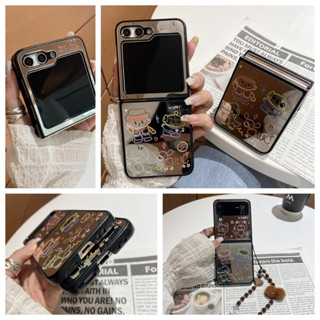 線條總動員鏡面 適用Samsung 三星zflip6保護殼 三星折疊手機殼 Galaxy 三星zflip5 4 3手機殼
