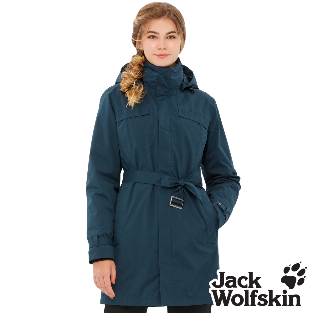 【Jack wolfskin飛狼】女 Air Wolf 保暖兩件式防風防水透氣羽絨外套 長版修身 衝鋒衣 『深黛藍』