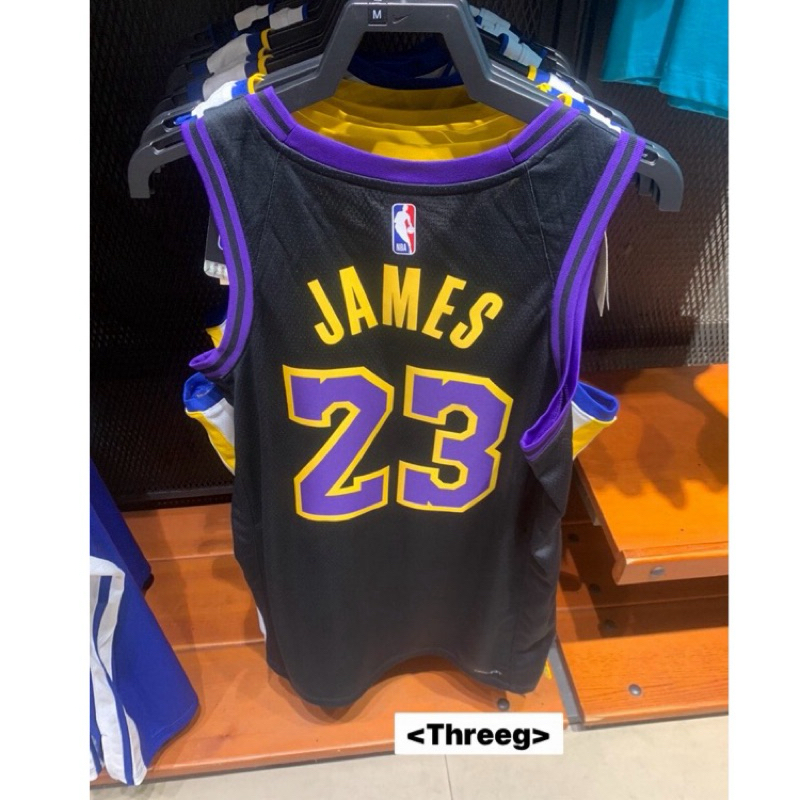 Threeg💫NIKE NBA JAMES 湖人隊 籃球衣 吸溼排汗 Dri-FIT 黑紫 男款 DX8506-012