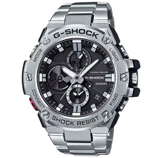 【CASIO】G-SHOCK G-STEEL渦輪葉片錶面設計太陽能藍芽不鏽鋼錶-黑面(GST-B100D-1A)