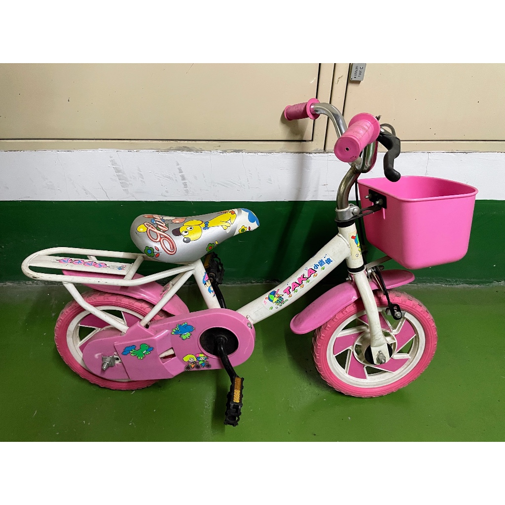 粉紅色兒童腳踏車附置物籃