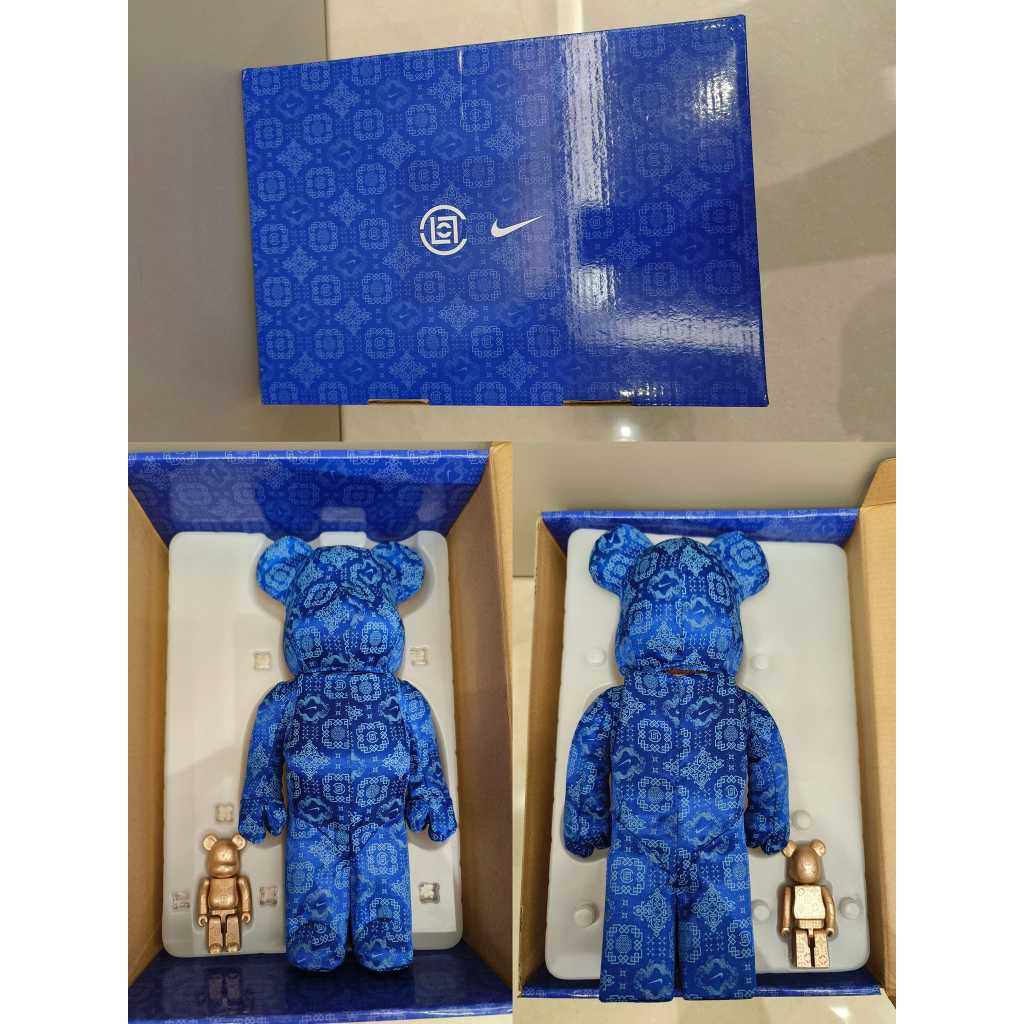 中租零卡分期 全新拆檢 BE@RBRICK 藍絲綢 400%+100 陳冠希聯名款 CLOT X NIKE