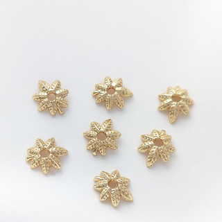 宏雲Hongyun-Ala-0801--保色14K包金樹葉花托楓葉珠託隔片手工diy串珍珠手鏈項鏈飾品配件