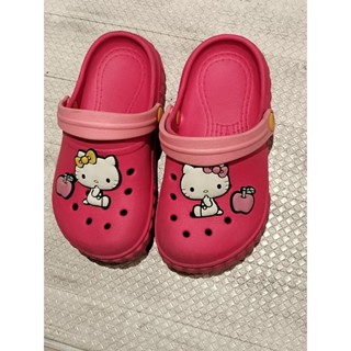 凱蒂貓 Hello Kitty 二手 拖鞋 童鞋 涼鞋 蘋果園丁鞋 防水鞋 女童鞋，三麗鷗正版