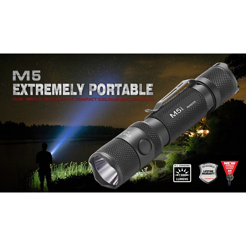 POWERTAC M5G2 LED 戰術槍燈 手電筒，磁扣USB充電 露營 保全 夜間照明 EDC 輕便