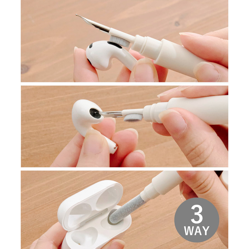 ✔現貨🍯 日本正品 3COINS AirPods耳機清潔筆 耳機清潔工具 耳機清潔組 筆電清潔相機清潔【J-3C286】