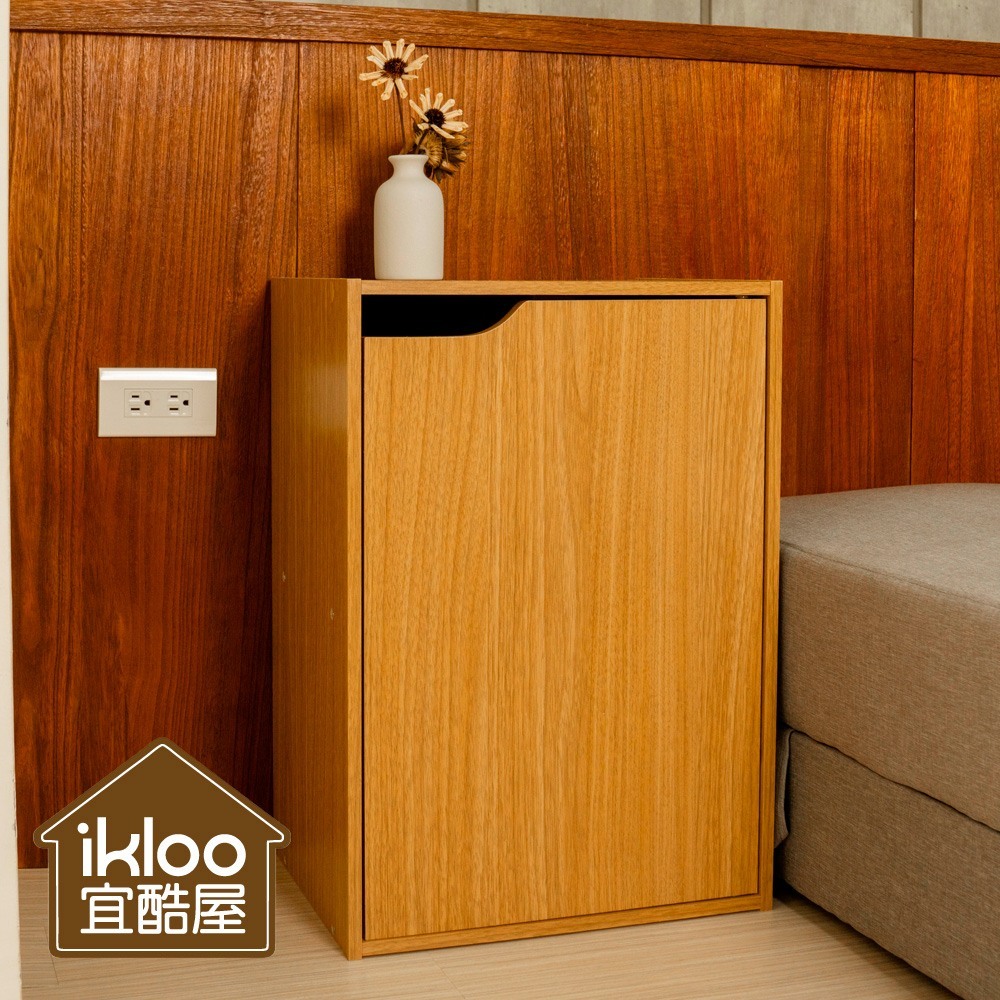 【ikloo】日系堆疊二格一門櫃-淺原木