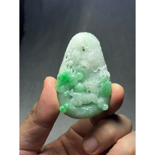 早期收藏老料白底青陽綠翡翠玉雕藝術萬事如意望子成龍8字步步高昇玉佩玉墜吊墜墜子