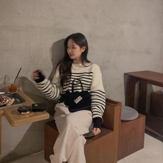 衣時尚 針織衫 上衣 毛線衣 保暖 新款甜美少女韓國洋氣條紋加厚毛衣針織衫MB085-8993.