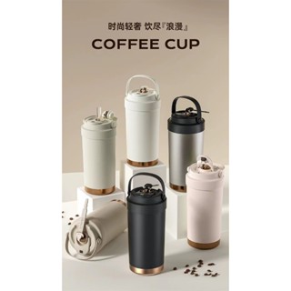 臺灣出貨~保溫杯500ml(附玻璃吸管) 陶瓷內膽/不鏽鋼．隨行外帶/咖啡杯/雙飲．帶吸管/不鏽鋼保溫杯