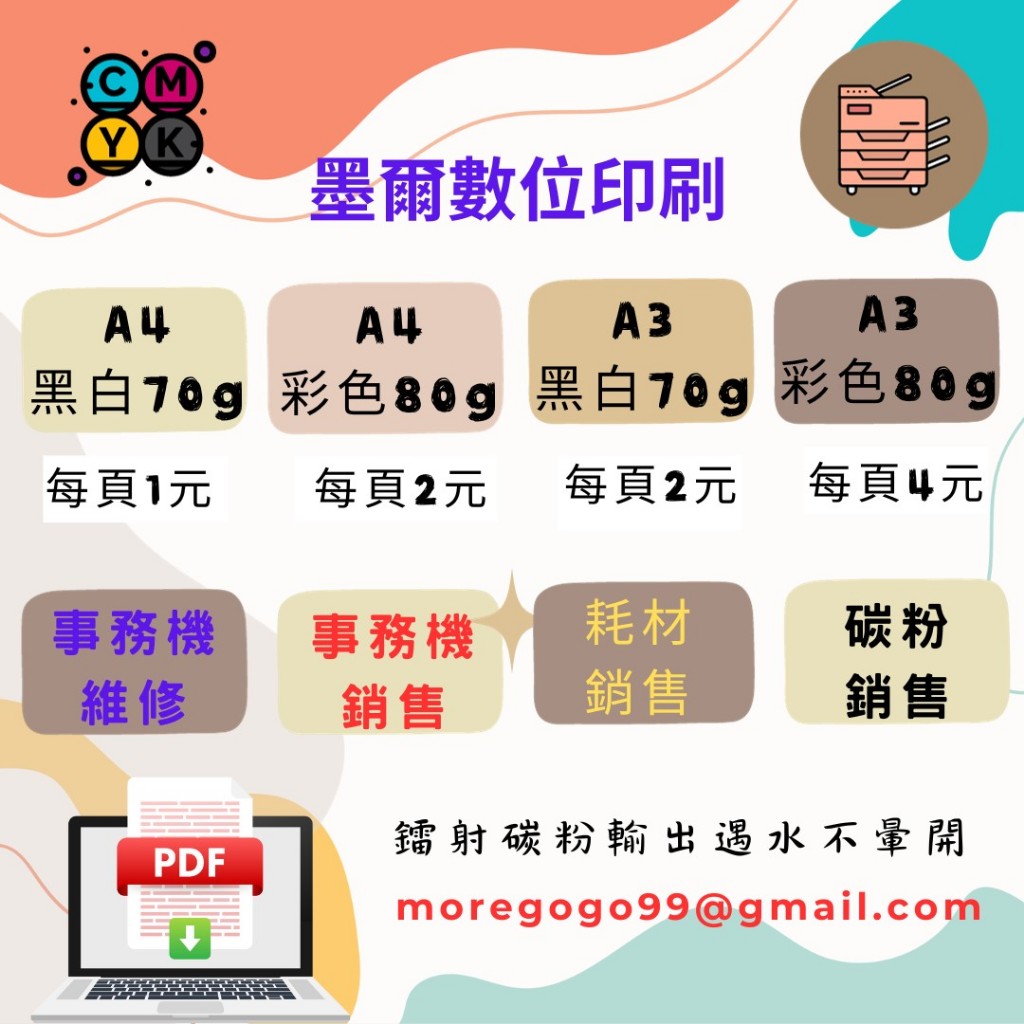 【墨爾數位印刷】黑白印刷1元 雷射碳粉輸出,論文,會議資料,彩印,教材,相片,兒童教材,代印,複印,印刷