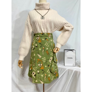 小眾設計款芥末綠童趣一片式造型寬褲裙