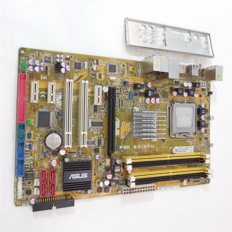 華碩 P5K SE/EPU 775 全固態電容主機板、DDR2記憶體、SATA、PCI-E顯示介面【 良品、有後檔板】