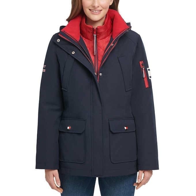 TOMMY HILFIGER 女生 防風保暖收腰連帽三合一衝鋒外套 3in1