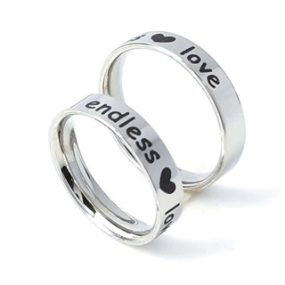 鋼戒指endless❤️love雕刻黑色英文字鋼戒 不生鏽 情侶對戒 316鋼尾戒 韓國飾品 H4385 艾豆