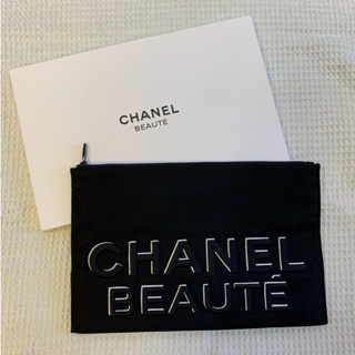 chanel 精緻刺繡黑色化妝包 收納包 旅行收納袋