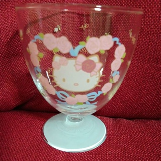 早期全新的2004年Hello Kitty日本限定 玻璃杯 杯子 水杯 紅酒杯 優格杯 茶杯 冰淇淋杯 絕版珍藏