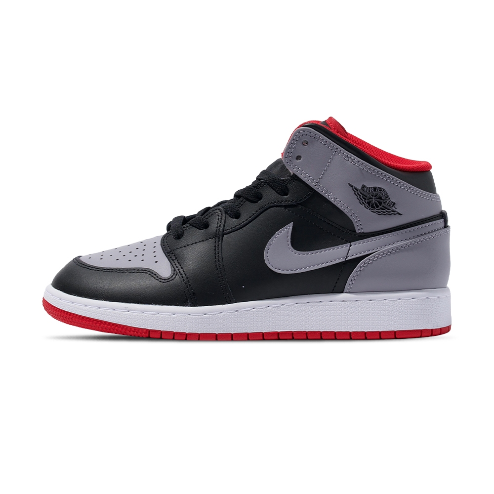 Nike Air Jordan 1 Mid GS 大童 黑灰紅 AJ1 中筒 喬丹 休閒鞋 DQ8423-006