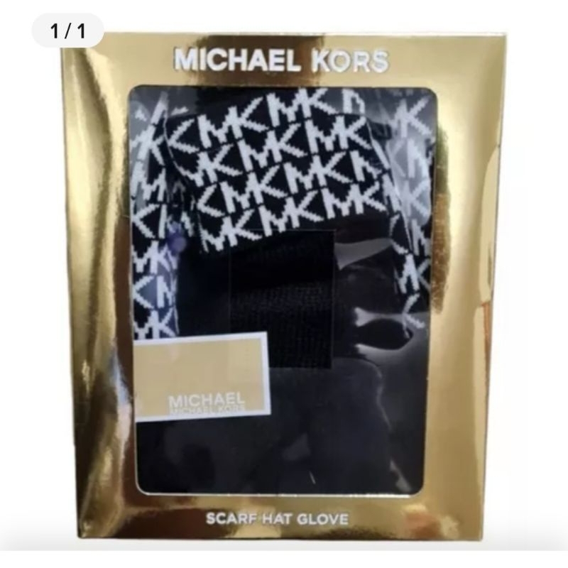 😱🎁反季限時特價💘買起來😱超值禮盒😱 Michael Kors MK LOGO 三件組 禮盒組 針織 帽子 圍巾 手套