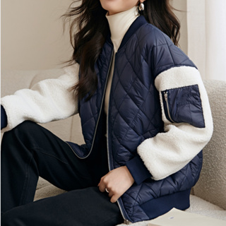 雅麗安娜 外套 上衣 夾克S-3XL顆粒絨拼接棉服冬季加厚寬鬆顆粒絨拼接棒球服外套NC17-5622.