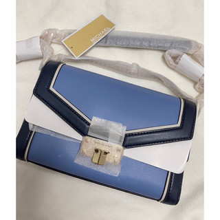 【MICHAEL KORS】KINSLEY 鏈帶包法國拼接藍💙配金鏈