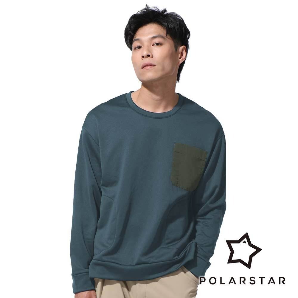 【PolarStar】男多口袋保暖圓領上衣『深灰綠』P23903