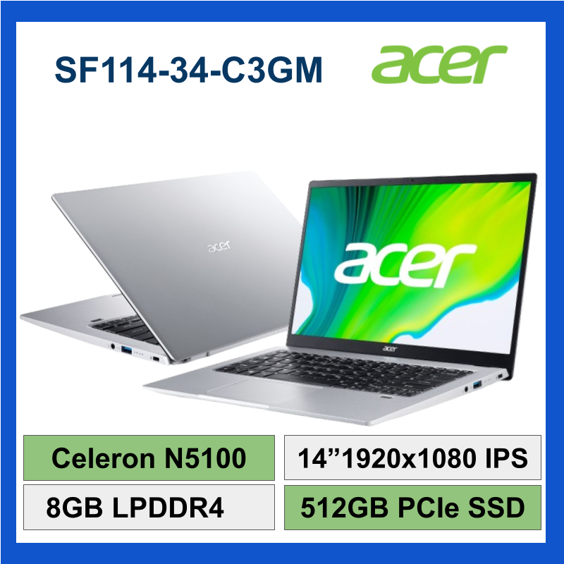 ACER 宏碁 SF114 34 C3GM 銀色  N5100 8GB 512G SSD W11 14吋