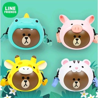 【  J.L 】最後現貨特價❤️正版 line friends超級可愛布朗熊 熊大恐龍長頸鹿造型玩偶爆米花揹包桶/玩具桶