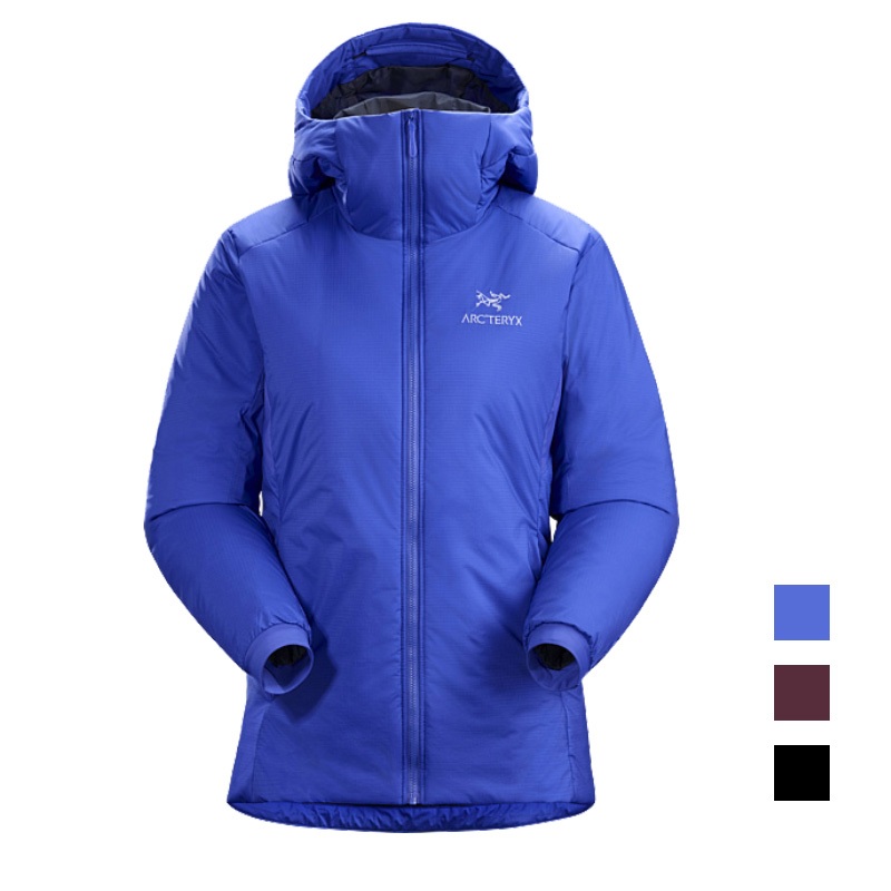 【Arcteryx 始祖鳥】女 Atom AR Hoody 化纖外套 coreloft 黑 橢圓藍 幻象紫 24107